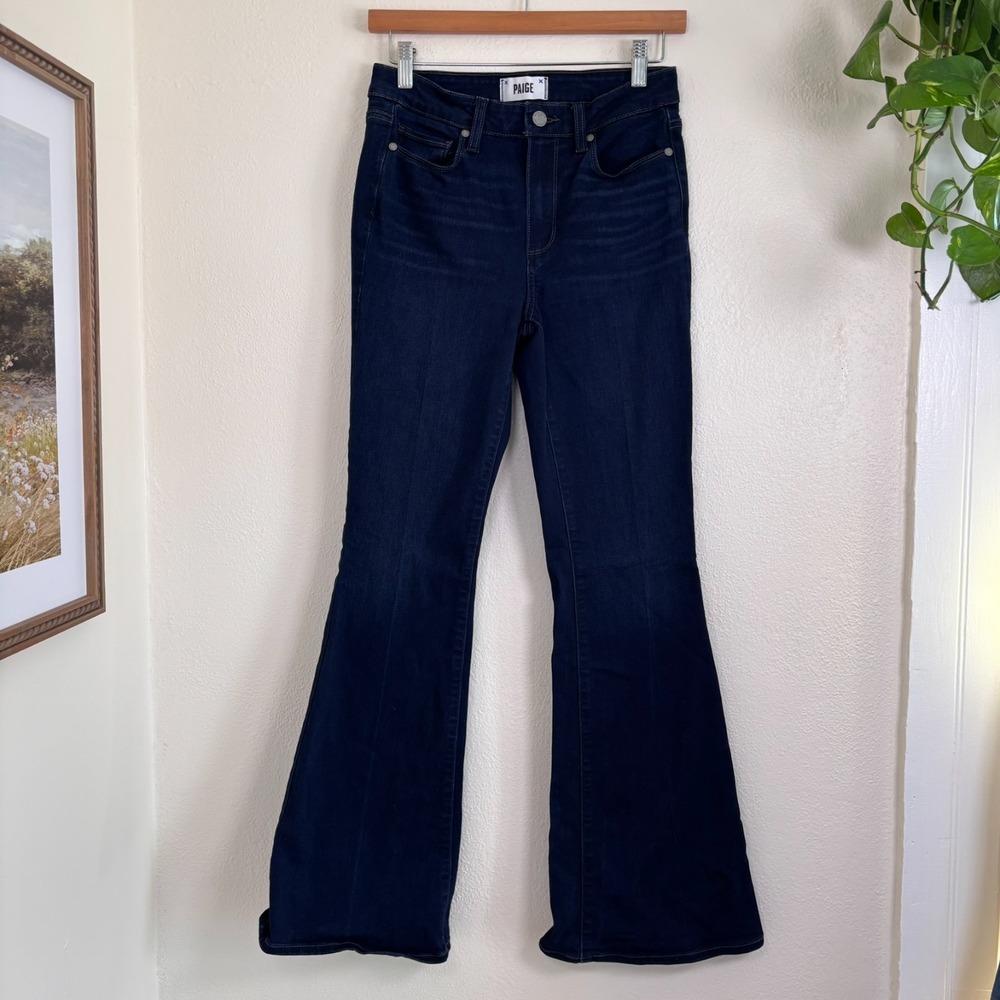 PAIGE High Rise Bell Canyon Jeans Size 27 Bohemian Dark wash Dark indigo Flare